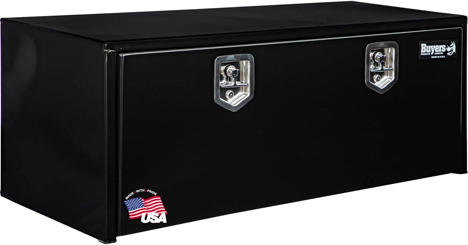 Buyers Products 1702310 Black Steel Underbody Truck Box with T-Handle Latch, 18 x 18 x 48 Inch, Contractor Toolbox With Durable Lock, Job Tool Chest For Storage And Organization